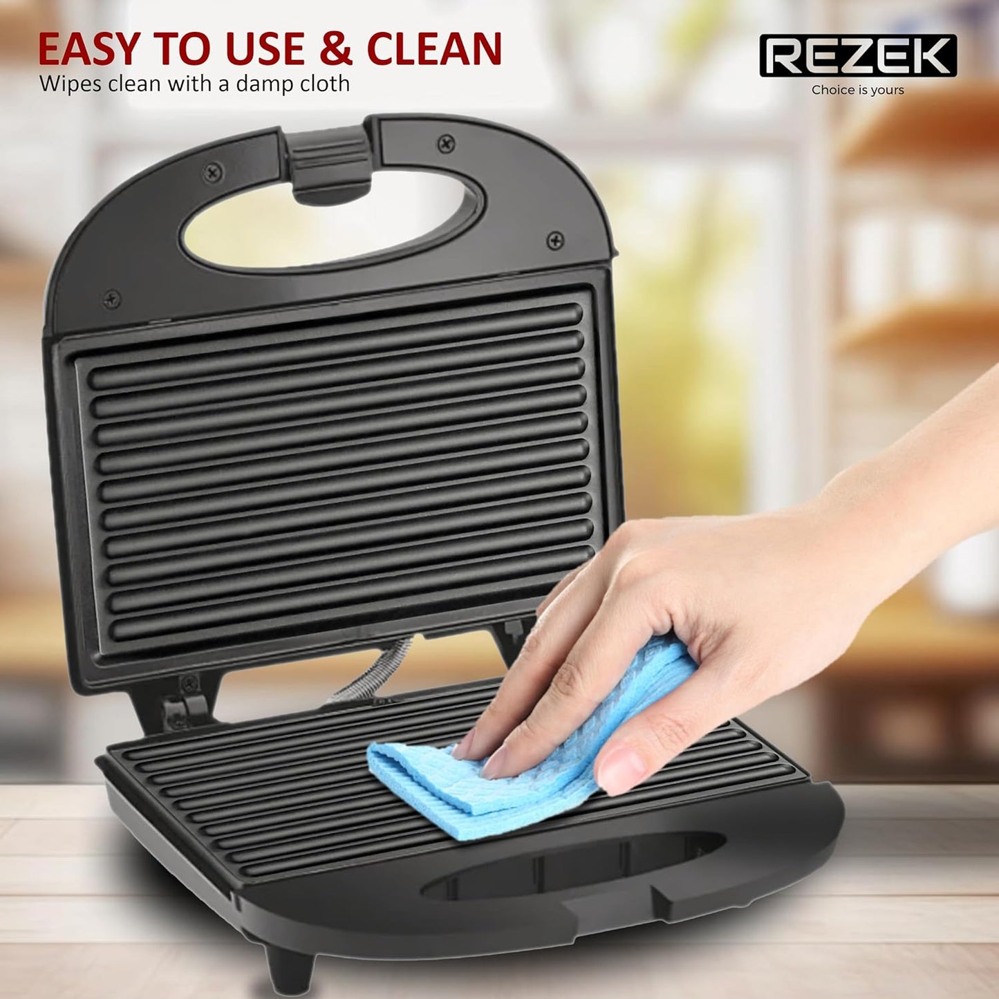 REZEK Grilled Sandwich Maker Machine Toaster Make 750W - Black