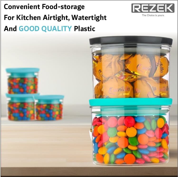 REZEK Plastic Airtight Container/Storage Box For Kitchen Jar Set, Air Tight Containers (Set Of 2)