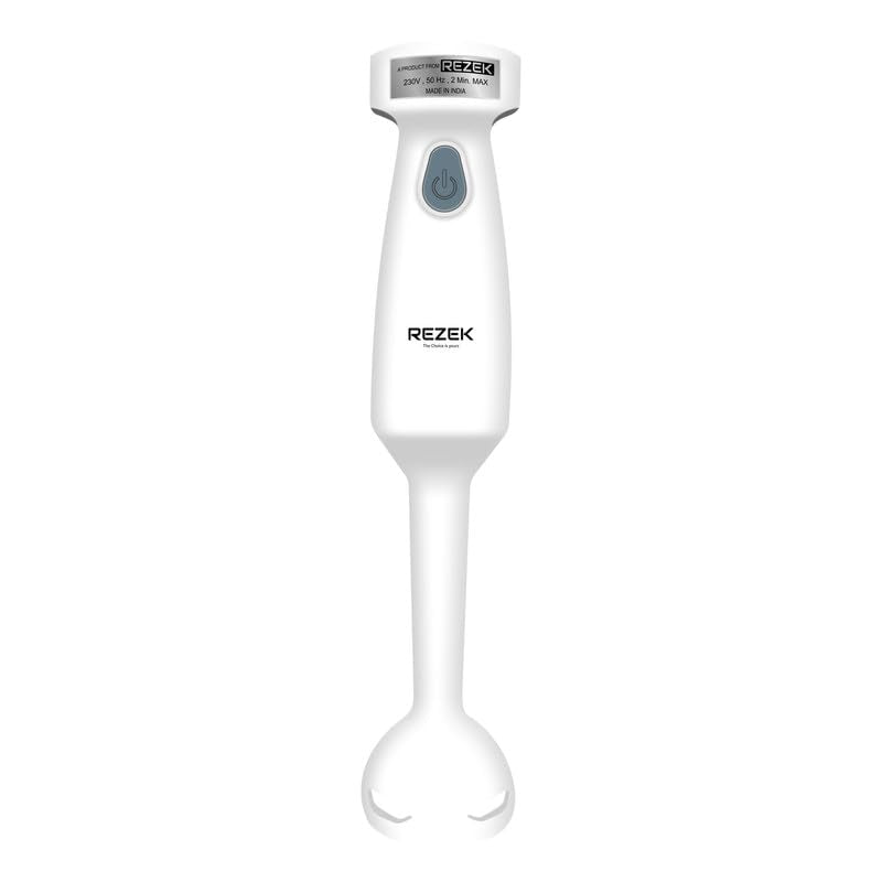 REZEK 250 Watt Hand Blender for Home Kitchen Low Noise 100% Copper Motor - White