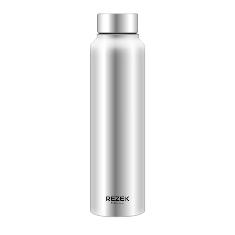 REZEK Aqua Stainless Steel Water Bottle for School Office Home Gym Travel, Water Flask Prime Model 1 PC, 1000 ML, Silver