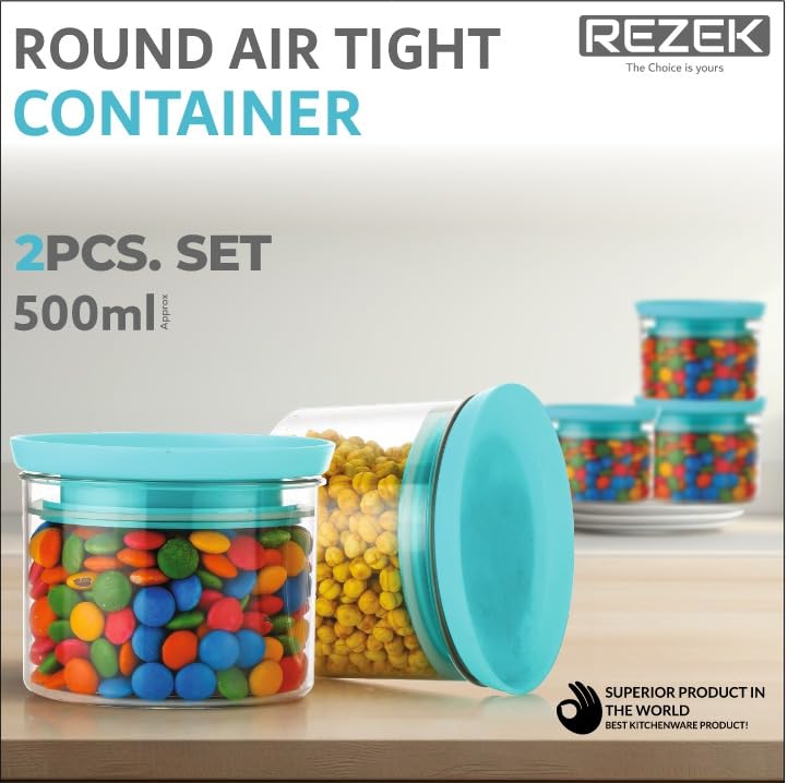 REZEK Plastic Airtight Container/Storage Box For Kitchen Jar Set, Air Tight Containers (Set Of 2)