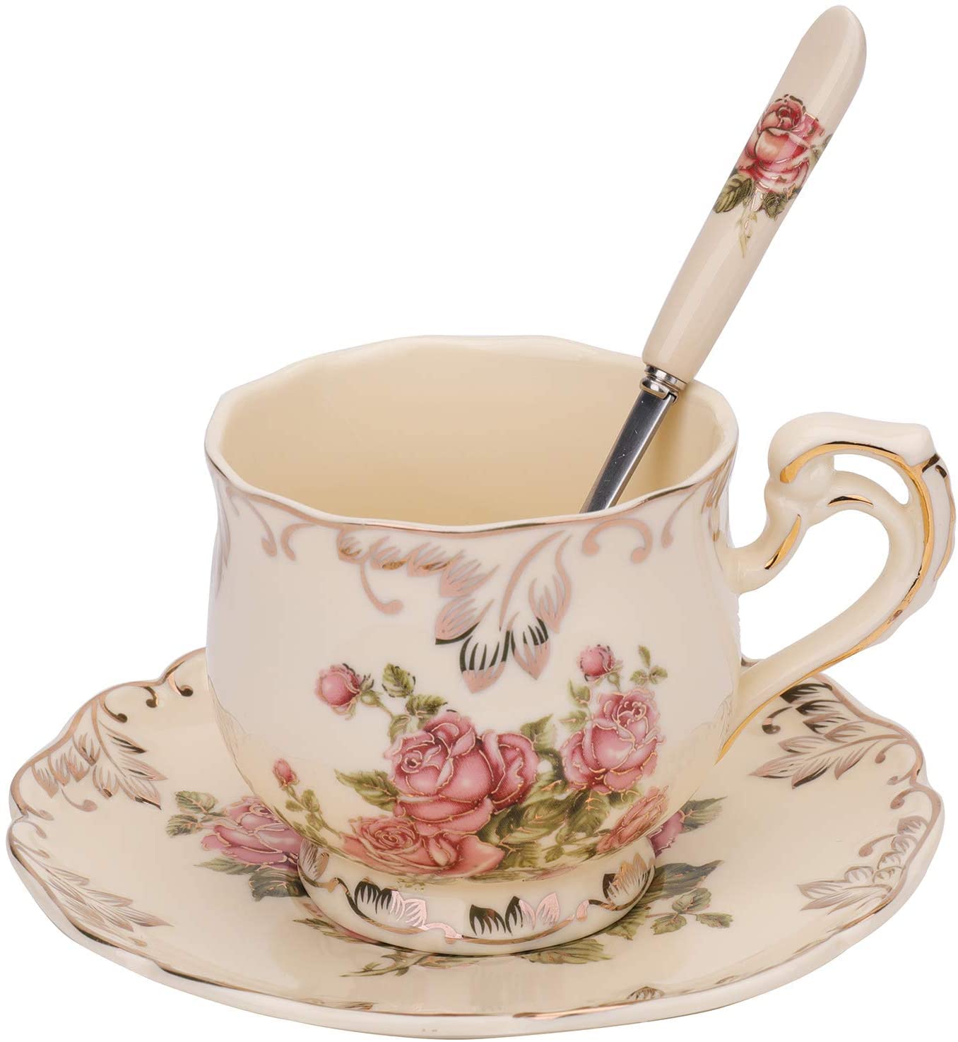 REZEK Set of 1 Tea Cup and Saucer and Spoon