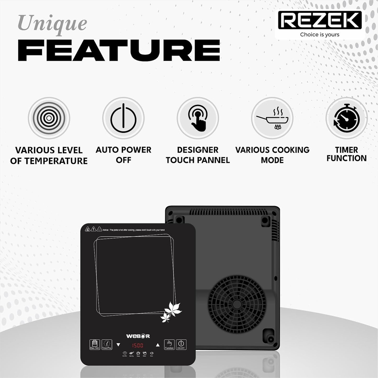 Rezek Webor Collection Crystal Plate Electric Touch Button Strong Heating Power