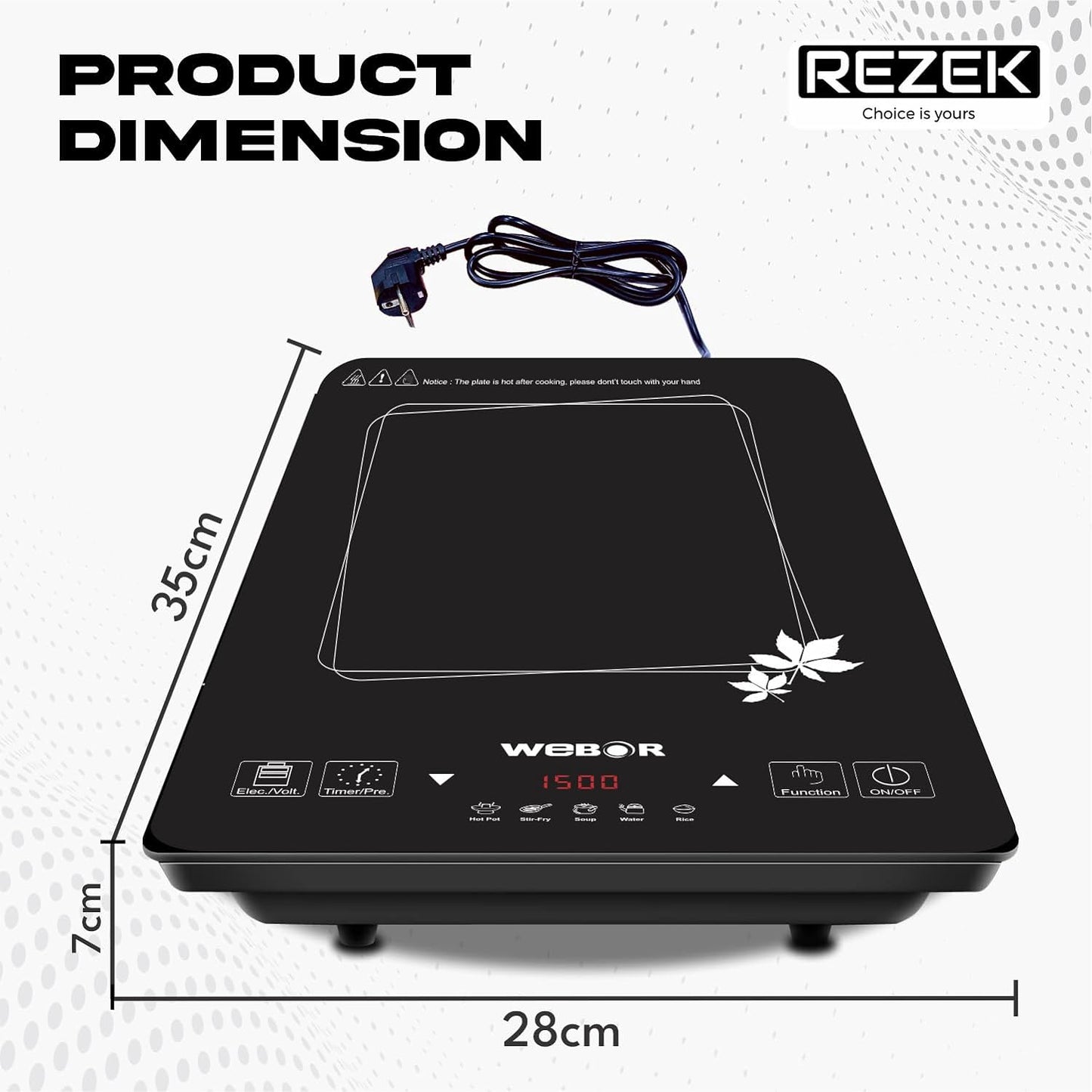 Rezek Webor Collection Crystal Plate Electric Touch Button Strong Heating Power