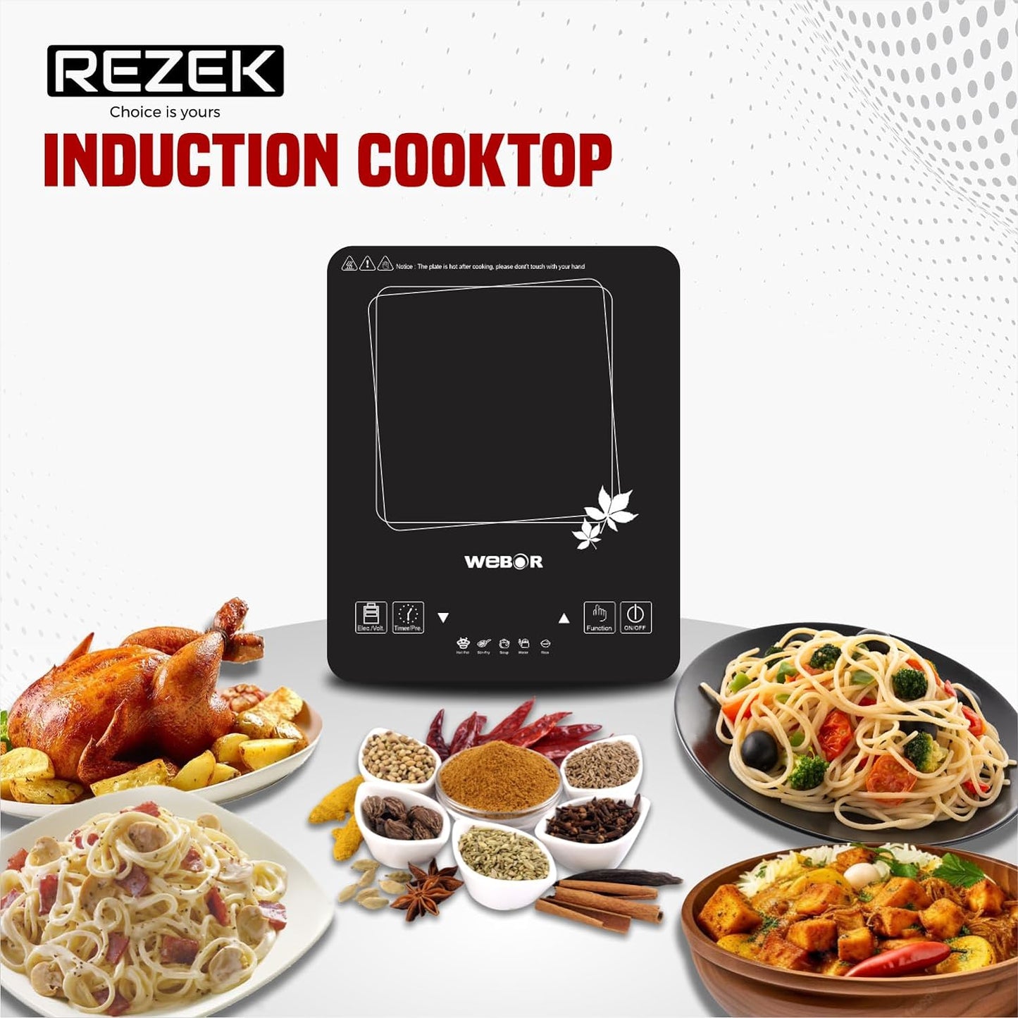 Rezek Webor Collection Crystal Plate Electric Touch Button Strong Heating Power