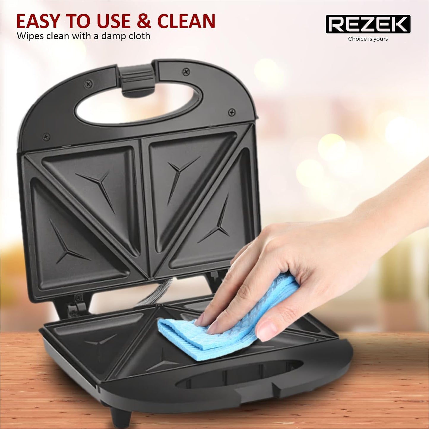 REZEK Sandwich Maker Machine 4 Slice Triangle Sandwich