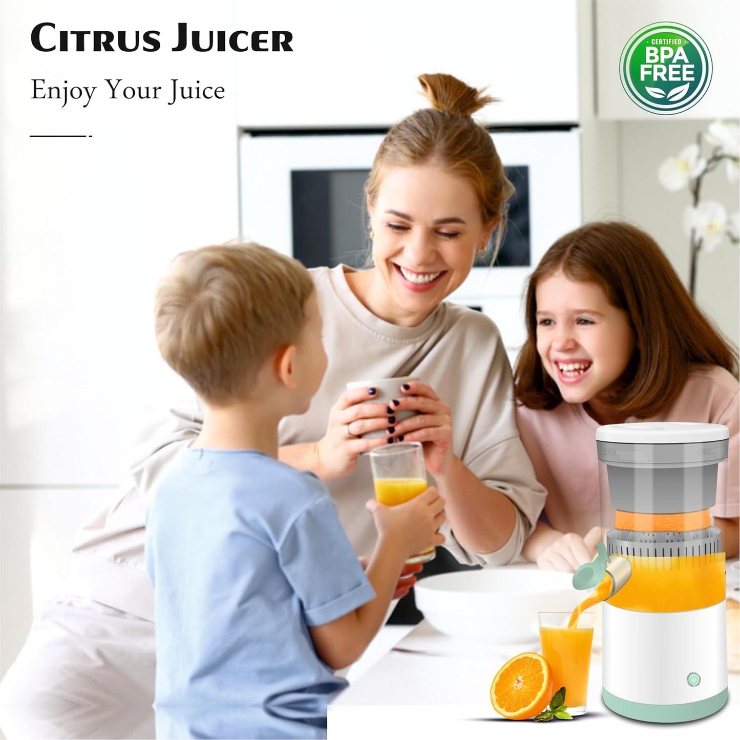 Rechargeable Citrus Juicer 45W : Portable, USB-C Charge, BPA-Free - Rezek