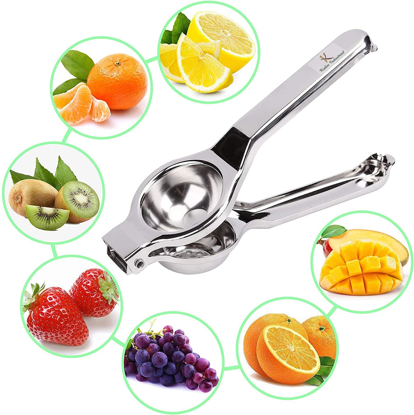 REZEK Stainless Steel Lemon Squeezer with Attached Bottle Opener (Silver)