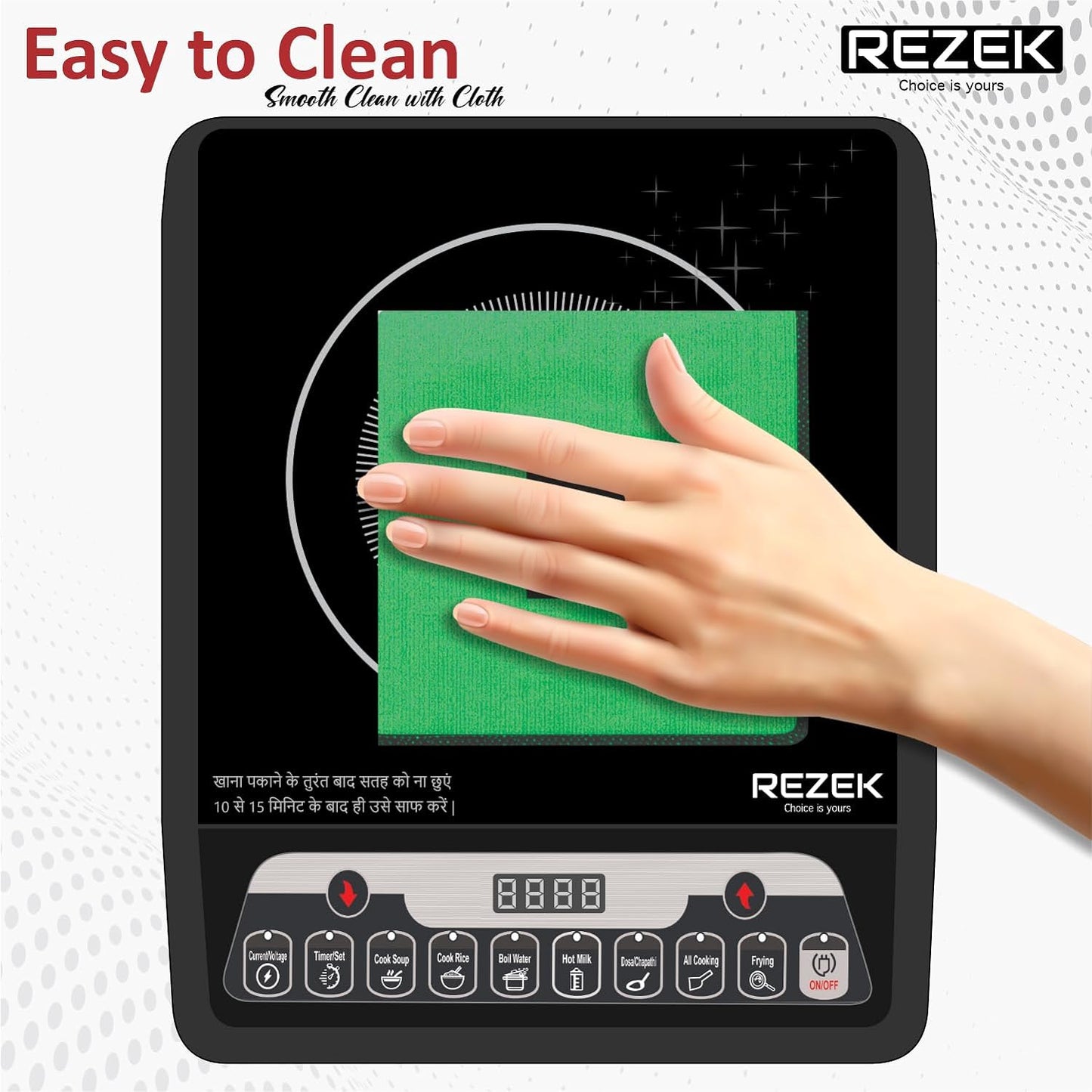 REZEK 2000 Watt Induction Cooktop with Auto Shut-Off & Over-Heat Protection