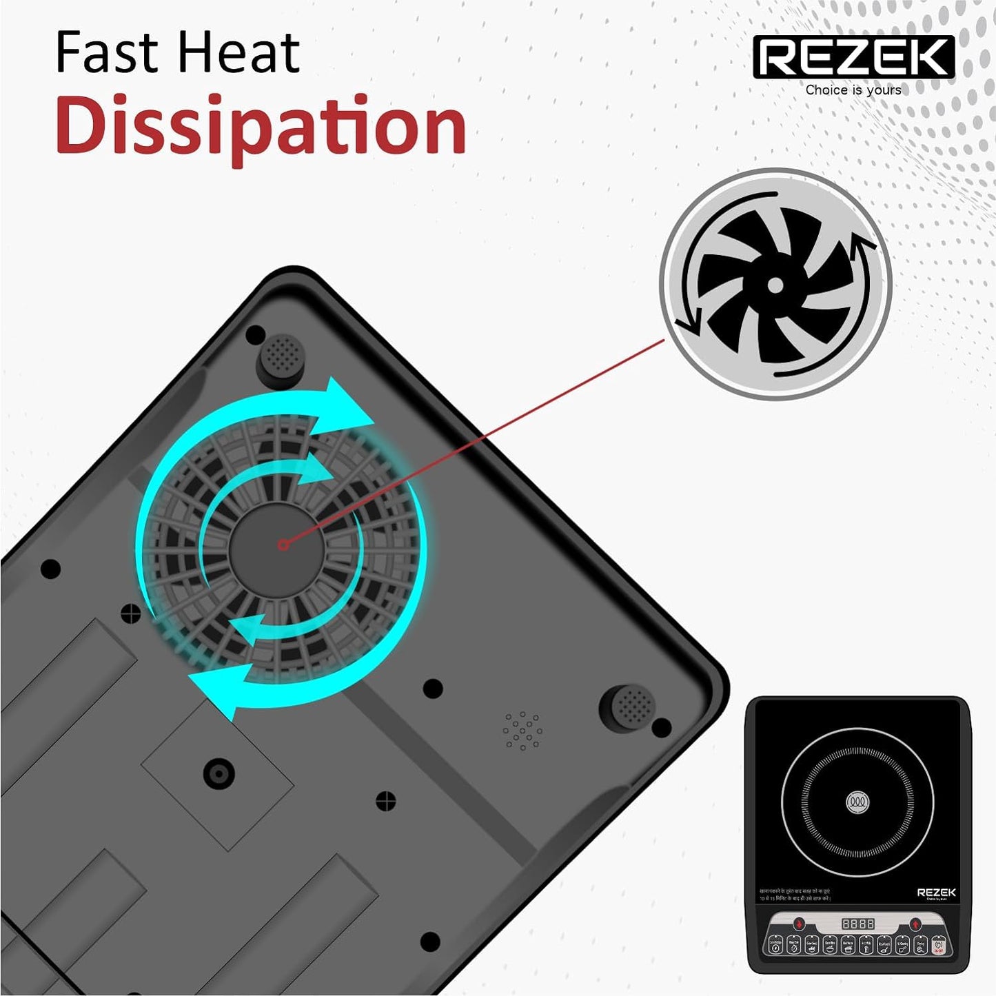 REZEK 2000 Watt Induction Cooktop with Auto Shut-Off & Over-Heat Protection