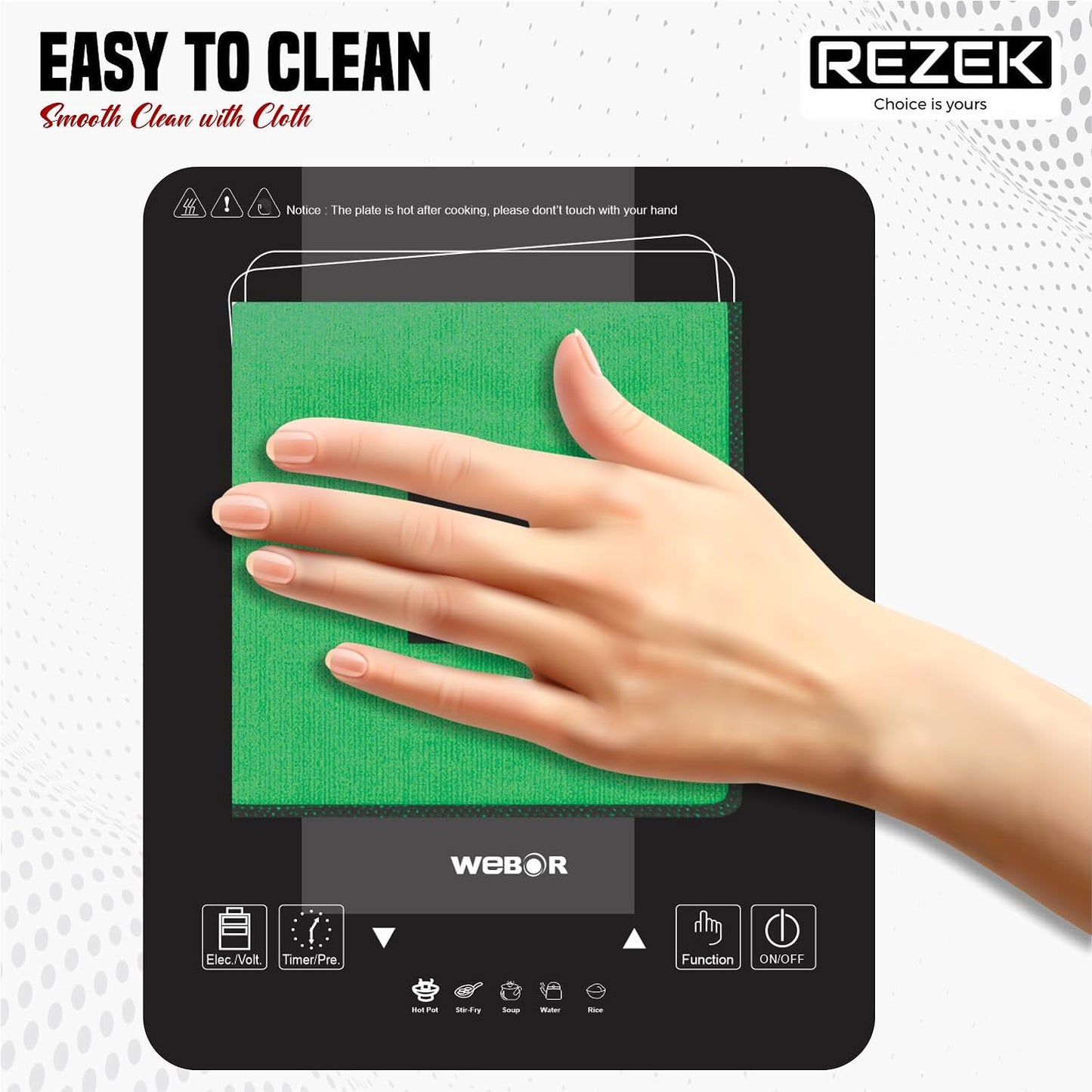 Rezek Webor Collection Crystal Plate Electric Touch Button Strong Heating Power