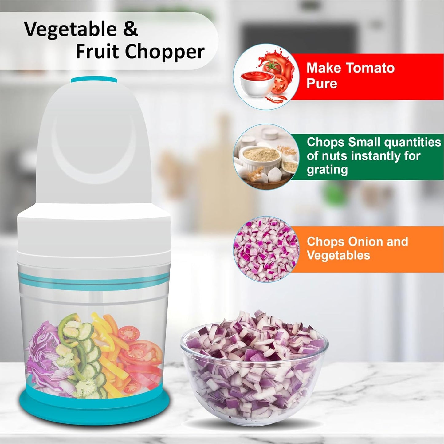 REZEK Electric Vegetable Chopper Mincing Pureeing Dicing Making Sauces