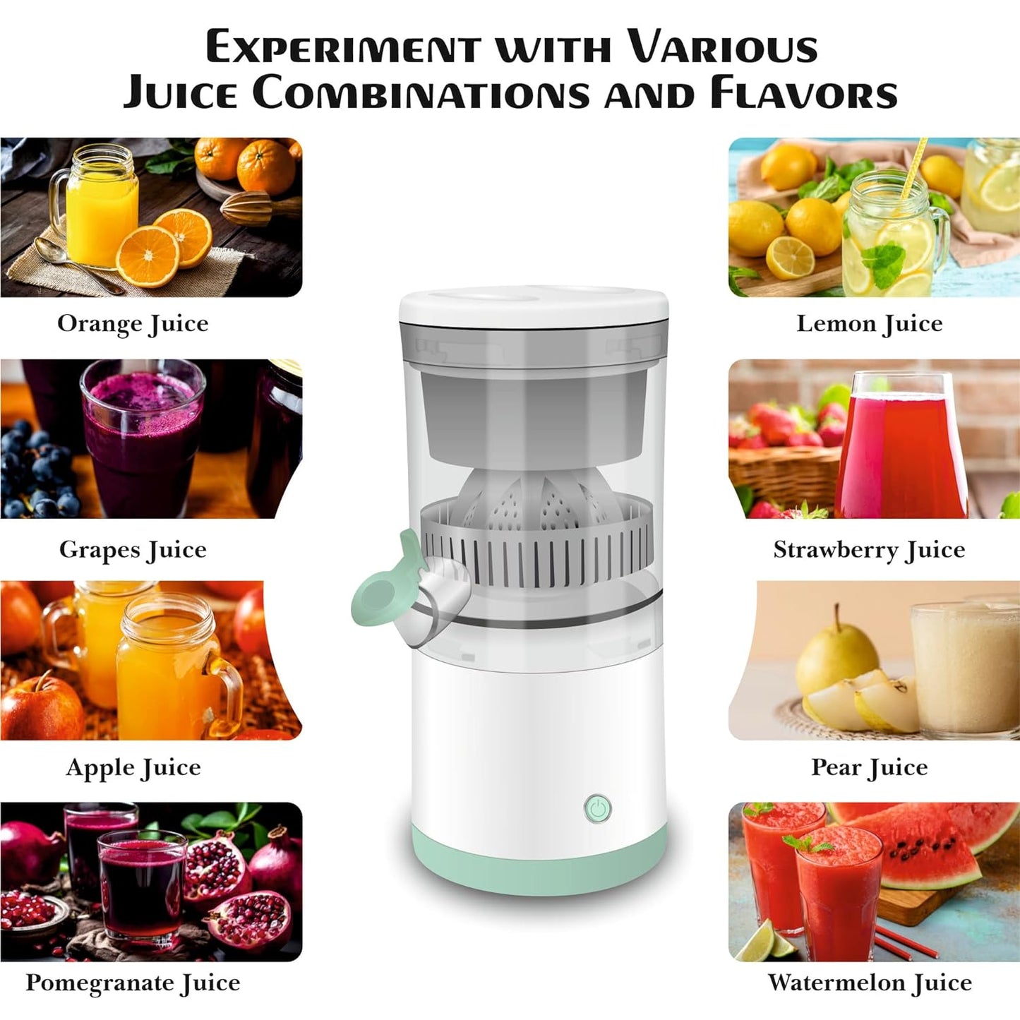 Rechargeable Citrus Juicer 45W : Portable, USB-C Charge, BPA-Free - Rezek