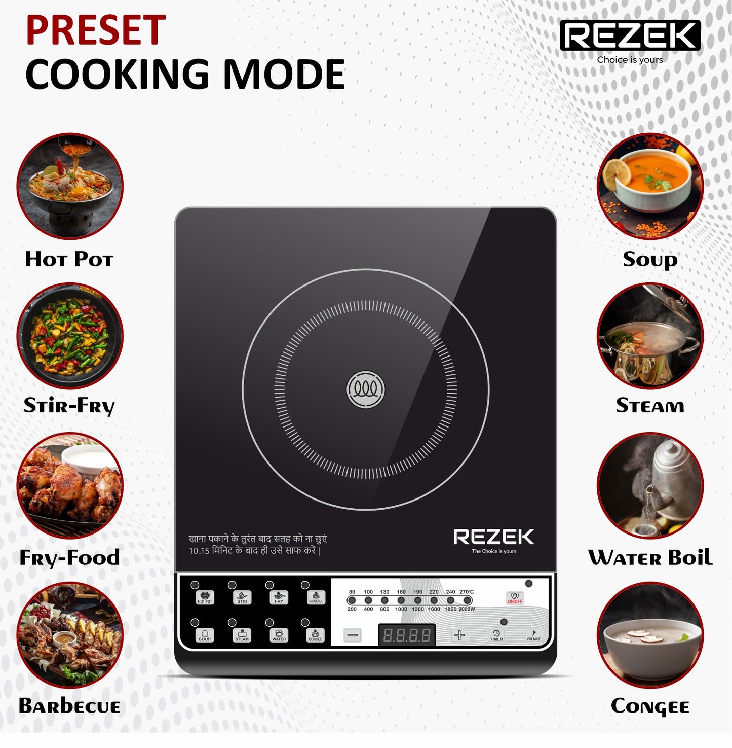 REZEK Induction Cooktop Electric Gas Chulha 2000 Watt Auto Shutoff