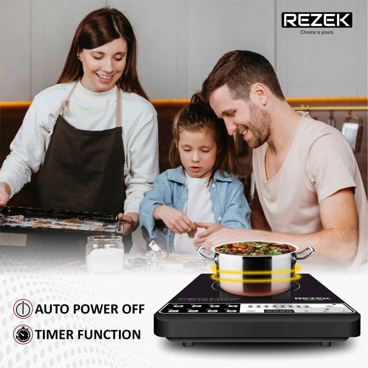 REZEK Induction Cooktop Electric Gas Chulha 2000 Watt Auto Shutoff